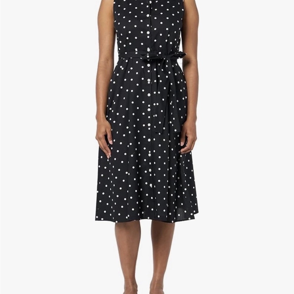 SOLD- Tommy Hilfiger 100% Cotton Black and White Polka Dot Midi Dress - Picture 9 of 9